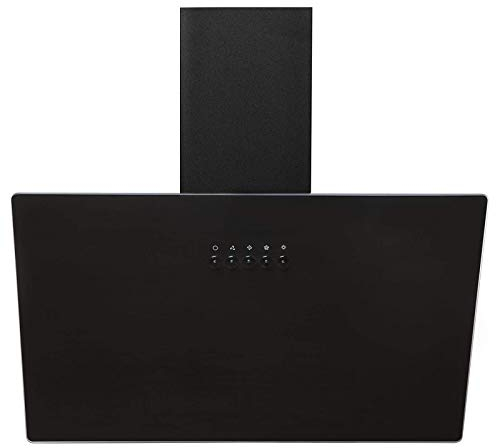 SIA AH60BL 60cm Black Angled Glass Chimney Cooker Hood Kitchen Extractor Fan With 3 Speeds & LED Lights