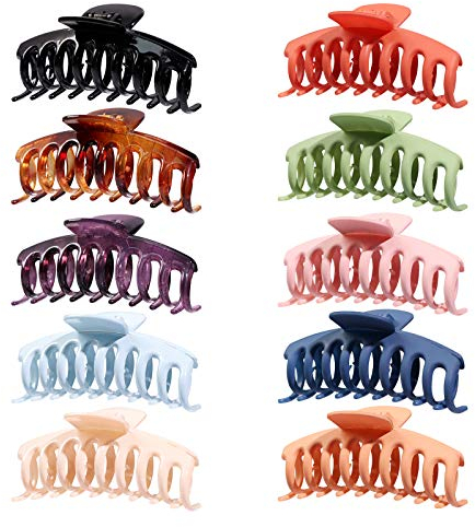 HAYHOI 10PCS Haarklammern, Rutschfest Große Zelluloid Schildpatt Grip Pin Haarspang, Haar-Accessoires für Frauen Mädchen Dickes/Dünnes Haar