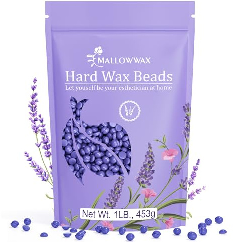 Mallowwax Hard Wax Beads, Wax Beans for Hair Removal, Natural Lavender