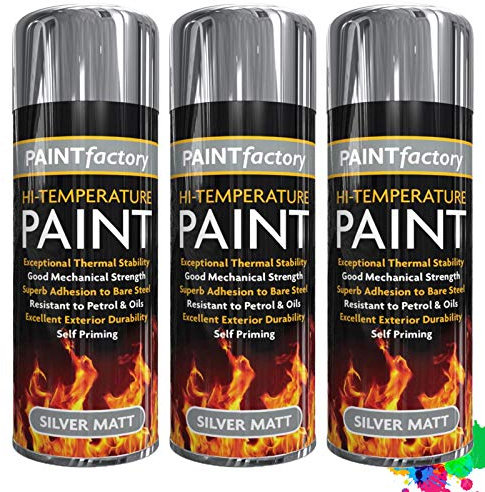 3 x 300 ml – Silver Matt Heat Resistant Spray Paint up to 600°C - Ideal for BBQ’s, Stoves, Exhausts, Engine, etc. (3)