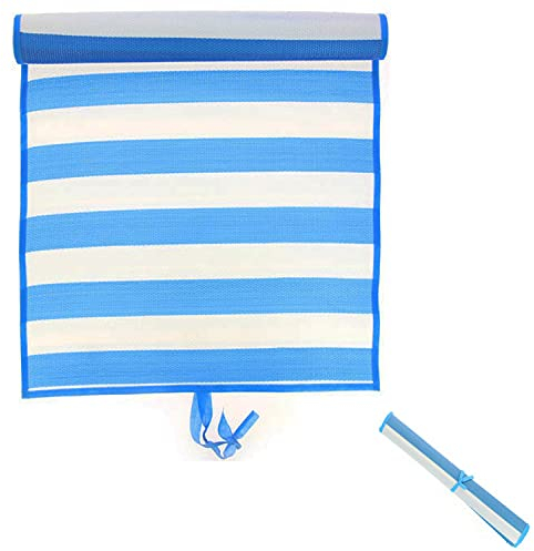 Mojawo 2er Set XL Stranddecke Strandmatte Matte Picknickdecke Decke Strand Liegedecke PVC Geflecht 60x180cm Blau