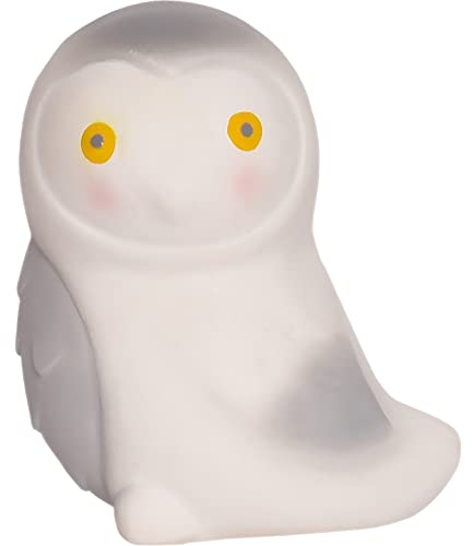 Tikiri 8594303 - Naturkautschuk Rassel in Geschenkbox, Schneeeule, Badespielzeug, für Babys und Kinder ab 0+ Monaten, 10cm
