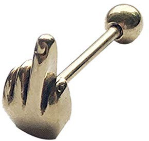 Ruluti Majeur Gesture Langue en Acier Inoxydable Stud Barbell Piercing Anneaux Bijoux du Corps Ponction Accessoires Or