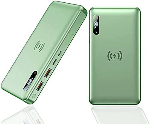 HHORB 50000Mah 15W Induction Power Bank, 65W Qi Wireless Power Bank PD QC 4.0 Quick Charge Portable Charger LCD Display Charger for 99% USB Devices in The Market, Green,Green