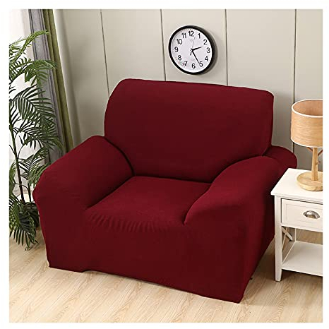 AMDXD Sofaüberwürfe 4 Sitzer, Einfarbig Elastische Stretch Sitzer Sofaüberzug Geeignet für 1/2/ 3/4 Sitzsofa und Ecksofa, in Polyester, Anti-Rutsch, Elastischer, Dunkelrot