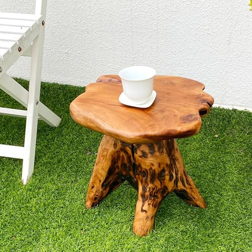 Brefhome 14.5 Natural Cedar Tree Stump Stool, Unique Wood Stump End Table