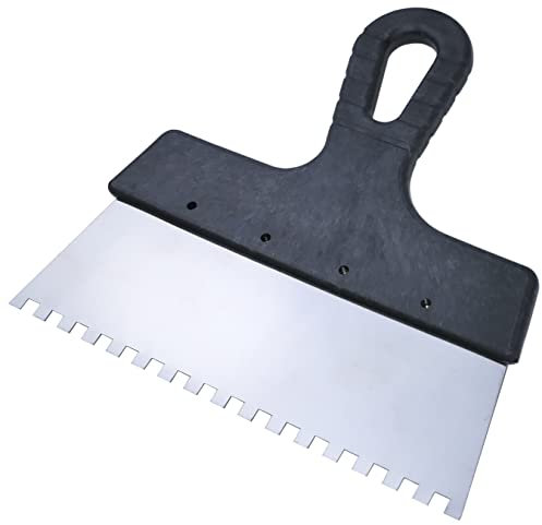 AERZETIX - C55076 - Spatola dentata/pettine per colla 200x6mm - mastice/terracotta/giunta per piastrelle/muratura/gesso - manico in plastica e lama in acciaio inossidabile