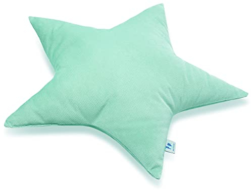 Pepi - Kuschelkissen Kinder - Handgenäht Kissen Kinderzimmer - Kinder Kissen Stern - Baby Kissen Deko - Sternkissen Mint