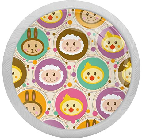 4 Packungen Retro Cartoon Tier Affe Schaf Kaninchen Fluoreszenz Kristall Glas Schrank Knöpfe Schublade Griffe für Küchenschränke Kommoden Schrank Kleiderschrank Ziehgriffe