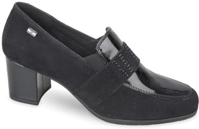 Valleverde 36562B Mocassino con Tacco 5 CM in CAMOSCIO E Vernice Nera (Numeric_35)