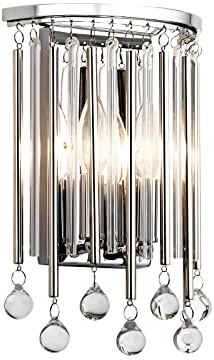 Elegante LED Wandleuchte 2-flammig mit filigranem Kristallglas Chrom, Höhe 31cm