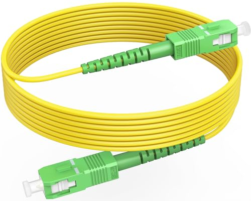 RamboCables LWL Glasfaser-Kabel SC/APC auf SC/APC, OS2 Singlemode Patchkabel 9/125μm LSZH, FTTH Lichtwellenleiter Gelb 1m