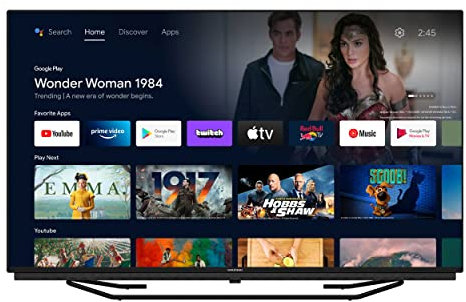 GRUNDIG (55 GUB 7240 Fernseher 55 Zoll (139 cm) Android TV, LED TV, 4K UHD, HDR10+, Dolby Vision, Magic Fidelty, Chromecast Built-in, Micro Dimming Engine, Smart TV, Schwarz