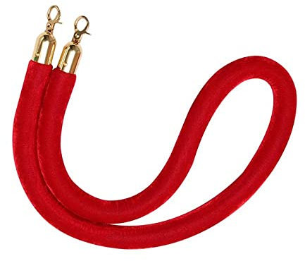 NOBRIM Crowd Control Seil 5 Ft 1,5 M Roter Samt Pfosten Seil Absperrung Goldener Haken für Roter Teppich Filmroom Hochzeit