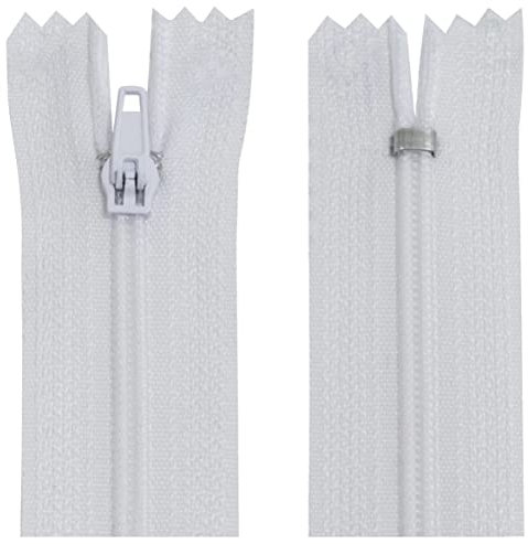 Aerzetix - C63302 - Set di 10 Cerniere Lampo a Spirale N°3 Non separabile 25cm in Nylon - cursore autobloccante in Metallo - Colore Bianco - Abbigliamento Cucito Pantaloni merceria