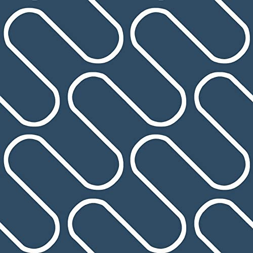 SOPHIE LAURENCE Linear Curve Wavey Lines Monochrome Minimalist Feature Wallpaper - Thick Heavy Duty Textured Paste The Paper Designer Wallpaper (Full Roll, Navy Blue)