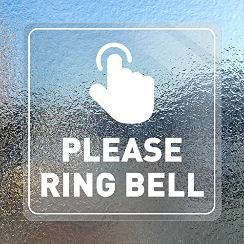 Please Ring Bell Stickers Sign Vinyl 15x15cm Removable Waterproof Self-Adhesive Door Window Decals Cling for Businesses Offices 5 Pack