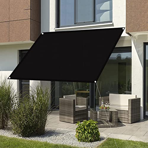 Sonnensegel Wasserdicht 6 x 6 m Sonnenschutz Wasserdicht UV Markisen Sonnenschirme mit Spannseilen mit Befestigungs Kit für Garten Terrasse Balkon, Schwarz
