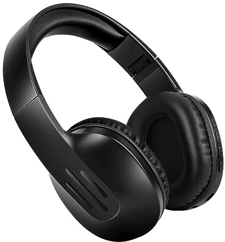 ZIHNIC Bluetooth Headphones Over Ear, 5 EQ Modes Wireless Headphones, Foldable Lightweight Headset With Deep Bass, HiFi Stereo, Microphone for Online Class,Office,PC,Phone(Black)