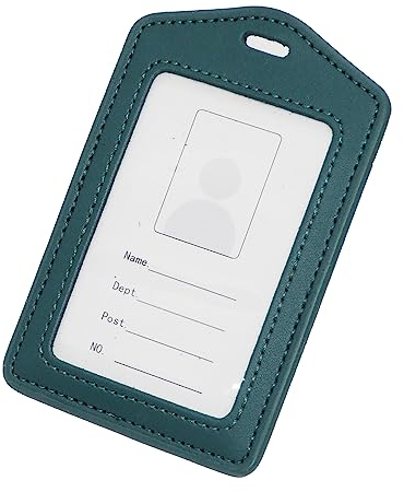 BAWAKO Ausweishüllen echt Leder, ID Kartenhalter, Ausweishalter aus robustem Leder, ID Badge Holder Horizontal Vertikal (Grün)
