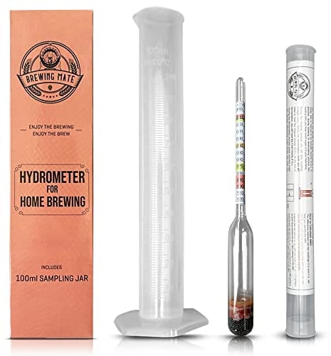 BREWING MATE Homebrew Hydrometer mit 100 ml Probenahmeglas – unverzichtbare Heimbrauausrüstung für Bierherstellung, Weinherstellung und Apfelwein