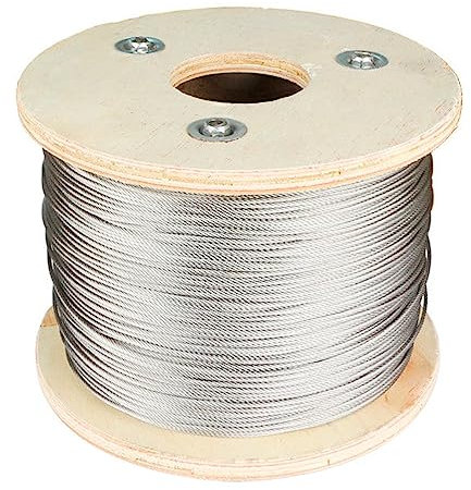 PRIOstahl Cuerda de alambre de acero inoxidable, cuerda tensora, alambre de barandilla, alambre de acero inoxidable, 7 x 7, 20 metros, cuerda de 4 mm de diámetro para asegurar elevación, colgar,