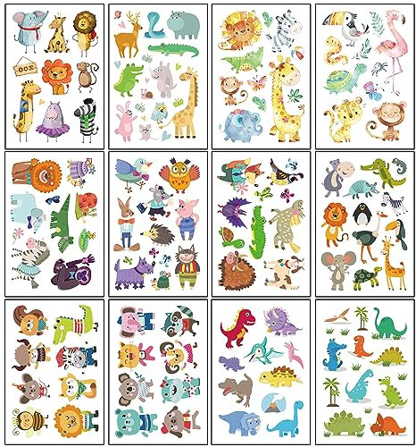 VIKY® Tattoo Kinder Jungen Mädchen, Dinosaurier Tiere Kindertattoos Hautfreundlich, Temporäre Kinder Tattoo, Klebetattoos Kinder Jungs, Kindertatooset Kinder Hautfreundlich, Mitgebsel Kindergeburtstag