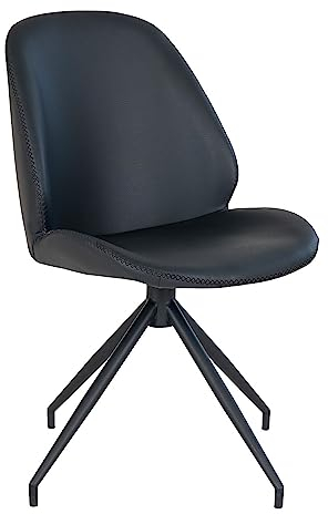 House Nordic Drehbarer Stuhl aus schwarzem Stoff mit schwarzen Beinen