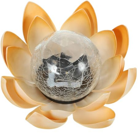 UKCOCO 1stk Lotuslampe Led Gartenstrahler Solarleuchten Für Solare Lichterkette Solarlampe Im Freien Solare Gartenlaternen Crackle Globe Solarleuchten Metalldekor Glas Bilden Wasserdicht