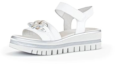 Gabor Damen Plateausandalen, Frauen Sandalen,Best Fitting,Plateausandaletten,bequem,Sommerschuhe,Freizeitschuhe,Weiss (Silber),38 EU / 5 UK