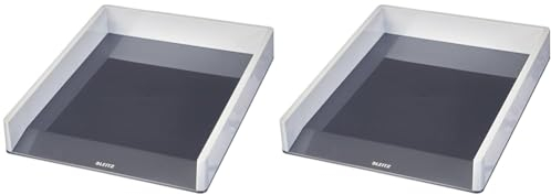 Leitz Wow Briefkorb, perlweiß/grau, 53611001 (Packung mit 2)