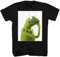 Disney The Muppets Kermit The Frog Thinking Pondering Meme Adult T-Shirt, Black, Medium