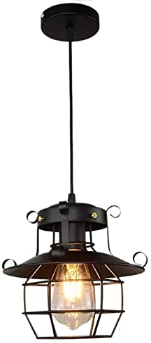 LUOYAOB Modern Pendelleuchte Retro-Metallkäfig-Pendelleuchte Farmhouse Black Basket Cag Hängelampe Industriebeleuchtung für Wohnzimmer, Küche, Insel, Bar, Eingangsbereich, Badezimmer