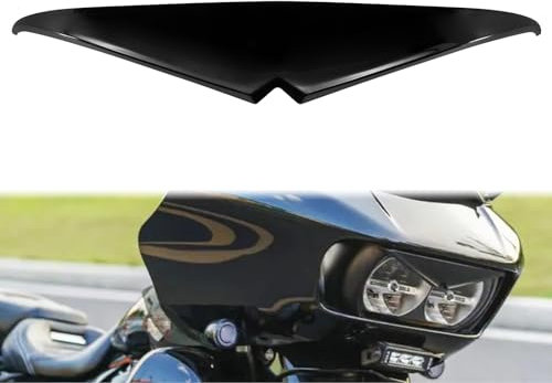 HCmotorku Motorrad Scheinwerfer Augenbrauen Aufkleber Scheinwerfer Augenbrauen Augenlider obere Spitze Trim Dekoration Abdeckung Visier Fit für Harley Road Glide 2015-2023 Schwarz