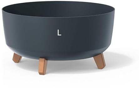 MELTOM Blumentopf Schale mit Füßen Einsatz Blumenschale Kräutertopf Übertopf (Anthrazit, L- 38cm)