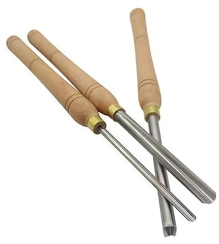 XUANSHIYA 3pcs HSS Bowl Gouge Lathe Chisel, 1/4 Inch 3/8 Inch 1/2 Inch V-Shaped Flute Wood Turning Tool, Wooden Handle, Wood Lathe Chisel
