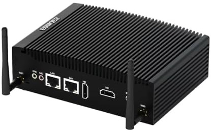 ESIMOER Mini PC Industriel sans Ventilateur Core i5 8350U, 8GB RAM 128GB SSD, Deux écrans HD 4K, 2 RJ45 LAN, 2 RS232 COM 8 USB, WiFi Double Bande, BT 4.2, Mini PC Win11 pour Entreprise, Industrie LOT