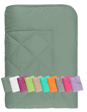 npluseins Sommerdecke 135x200 cm - dünne und leichte Bettdecke für den Sommer – Kühl schlafen – ideal für Camping Outdoor Garten und Gäste - 1180.1542, ca. 135 x 200 cm, Salbei