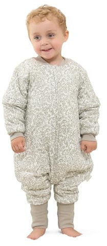 Baby Schlafsack mit Beinen Warm gefüttert winter kinder schlafsack abnehmbaren Ärmeln，Junge Mädchen Unisex Schlafanzug (Leaf,18-36 Monate(baby height 85-95cm))
