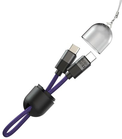 MOSHOU Mini câble court USB C vers USB C, 240 W, 20 cm, avec organiseur de capsule, pour iPhone 15, S24, MacBook, iPad (noir)