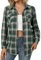 Zeagoo Chemise à carreaux pour femme - Manches 3/4 - En coton - Manches 3/4 - Pour la fête de la bière - Col en V - Chemisier de bûcheron - Décontracté - Avec boutonnière, noir/vert, L