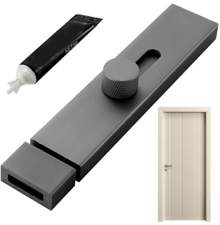 Verrou de porte pour portes intérieures - Verrou de porte autocollant en alliage d'aluminium - Verrou de porte coulissante robuste - Verrou coulissant pour la maison, l'hôtel
