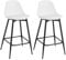 Klihome Juego de 2 Taburetes Bar, Taburete Alto Cocina con Respaldo y Reposapiés, Asiento en PP y Estructura Metálica, Blanco