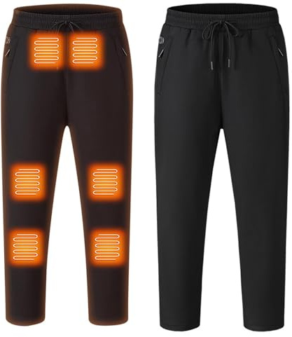 Pantaloni Riscaldati Invernali Donna 2024 Nuovo Offerte Pantaloni Sportivi Casual Caldi con Ricarica USB 6 Zone di Riscaldamento Pantaloni Antivento Riscaldati Neri Adatti per Sci Escursionismo
