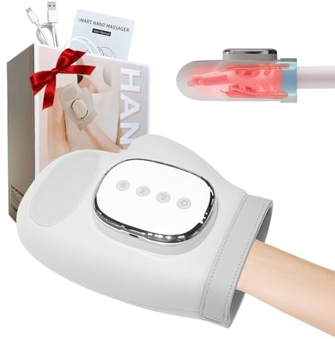 Masajeador de Mano Inalámbrico con Calor, Masajeador de Manos Eléctrico con 3 Modos y 5 Niveles de Pulsación, para el dolor, la circulación, ideal como regalo para mujeres o hombres