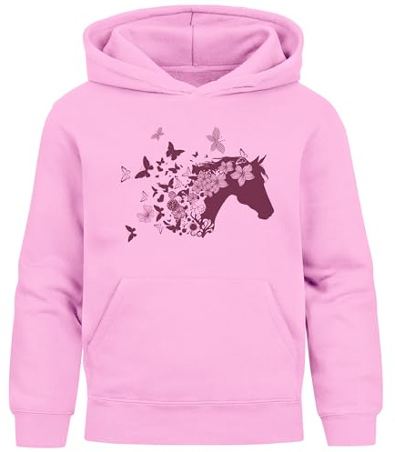 SpecialMe® Kinder Hoodie Mädchen Pferde Schmetterling Mädchengeschenke mit Namen und Pferd