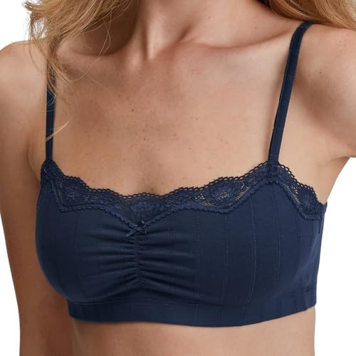 CALIDA Etude Toujours Bustier Damen, aus hochwertiger Supima-Baumwolle, mit feinem Nadelzug Peacoat Blue 44-46