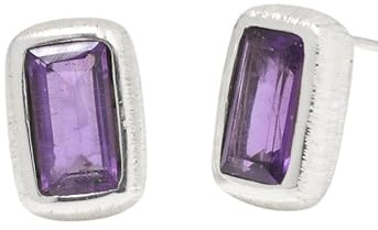 Facettierte Amethyst Silber Ohrstecker im Baguette Schliff