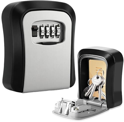 DmDoyy Caja De Seguridad para Llaves, Caja De Bloqueo Seguro con Combinación De 4 Dígitos, para Exterior, Resistente A La Intemperie para Uso Al Aire Libre