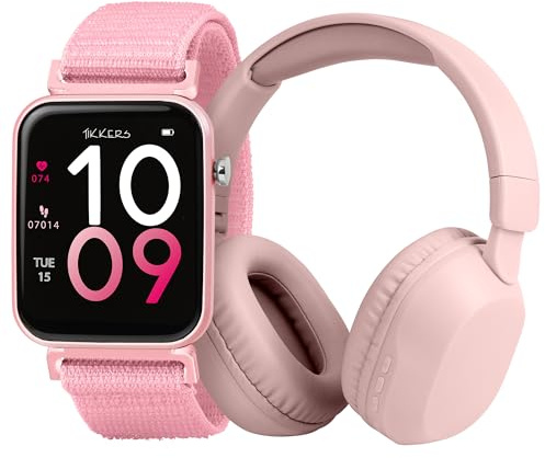 Tikkers Smart Series 13 - Smart Watch con cinturino in tessuto a sgancio facile e cuffie TKS13-0034-SET